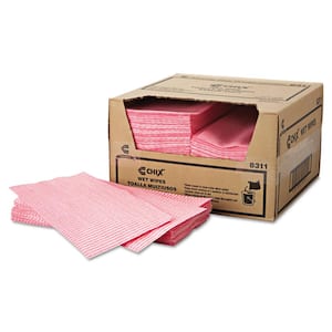 Wet Wipes, 11-1/2 in. x 24 in., White/Pink, 200/Carton