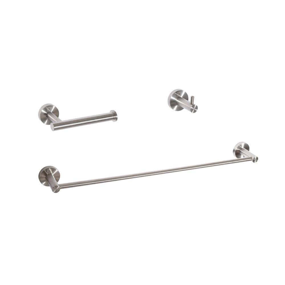 Timeless Home 3-Piece Bath Hardware Set with Mounting Hardware in Brushed N