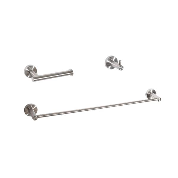 Unbranded Timeless Home 3-Piece Bath Hardware Set with Mounting Hardware in Brushed Nickel
