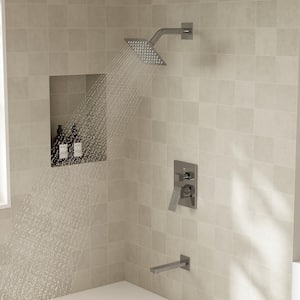 2-Spray 6 in. Wall Mount Dual Fixed and Handheld Shower Head 1.8 GPM with Anti Scald in Chrome (Valve Included)