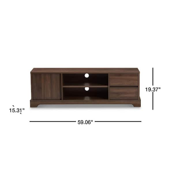 Baxton Studio Burnwood Brown 2 Drawer TV Stand 28862 7968 HD The