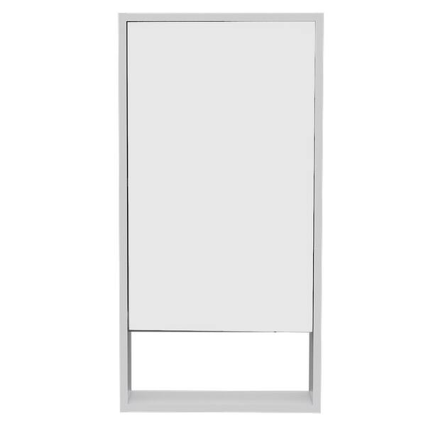 cadeninc 17.9 in. W x 35.4 in. H Rectangular Bathroom Surface Mount Medicine Cabinet with Mirror, Single Door, 3 Shelves in White