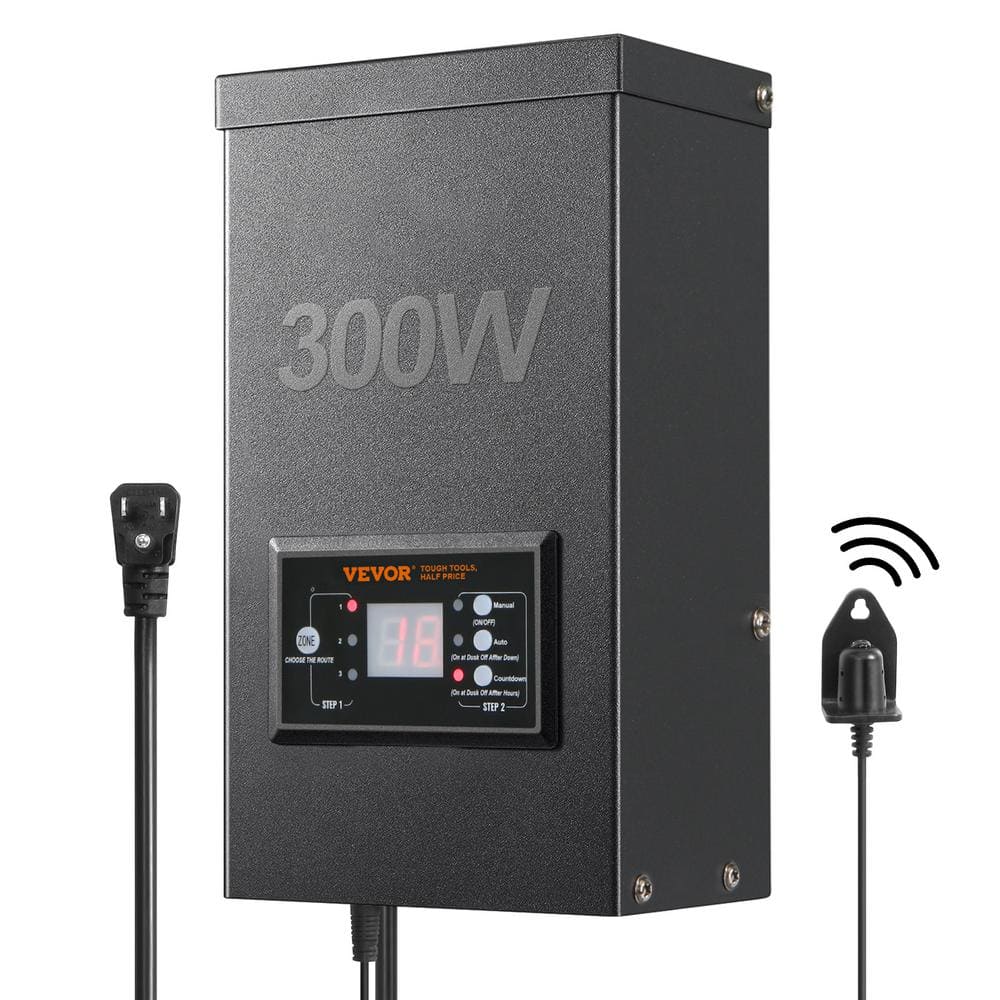 SUNVIE 200W Low Voltage Landscape Transformer With Timer - 100FT 12/2 Wire Kit