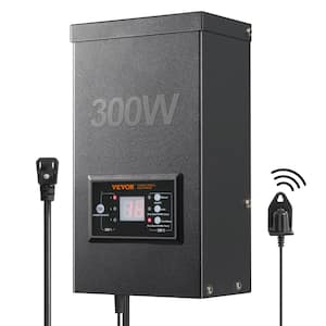 Low Voltage 300 Watt Metal Landscape Lighting Transformer with Timer Photocell Sensor 120 VAC to 12/14 VAC for Outdoor