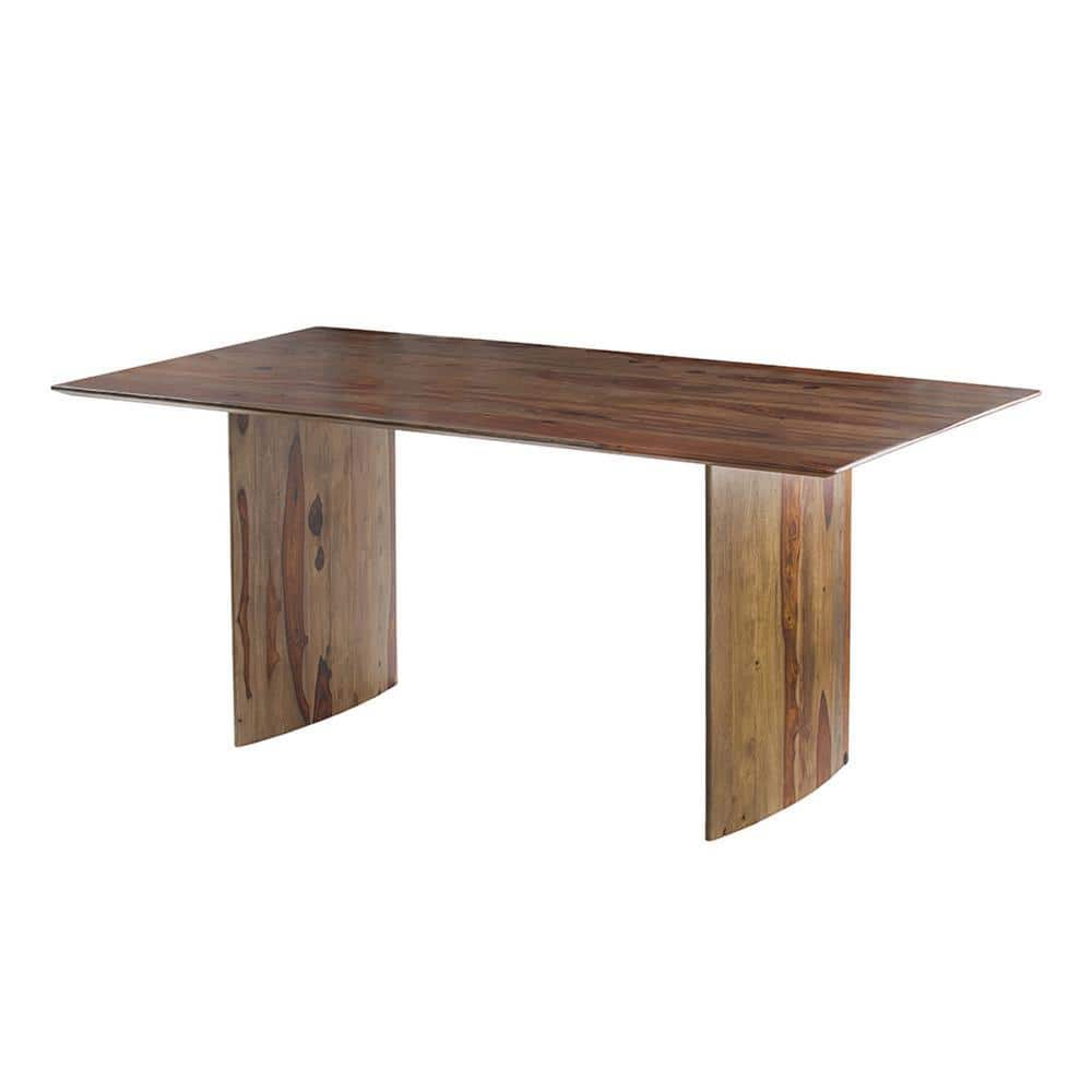 Benjara 35.4 In. Sheesham Wood Brown Top Sled Dining Table (Seat Of 8 ...