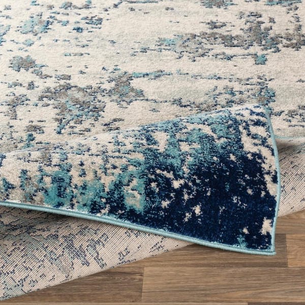 Livabliss Yamikani Aqua 6 ft. 7 in. x 9 ft. Distressed