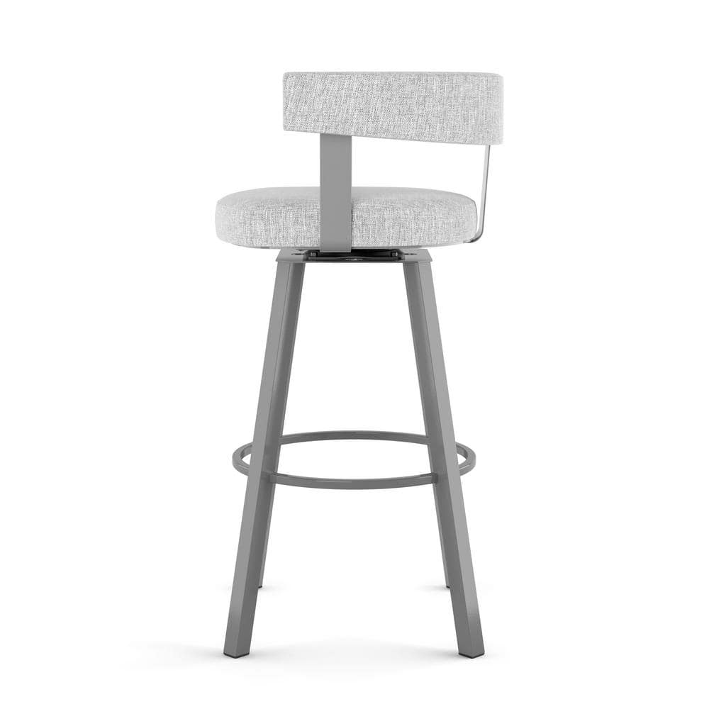 Parker 26'' Swivel Counter Stool in Grey White Polyester and Metallic Grey Metal