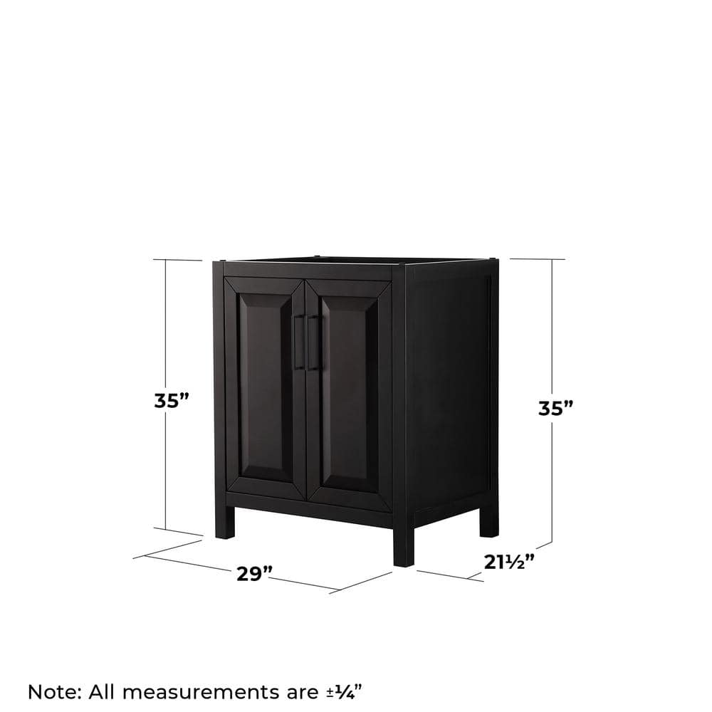 Daria Dark Espresso 29" Single Bathroom Vanity with Matte Black Trim