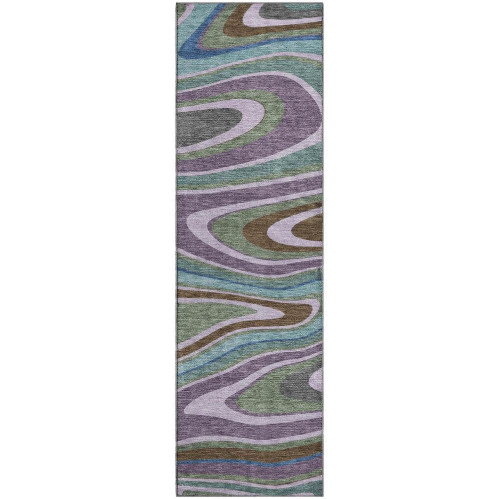 Mayfield Premium Machine Washable Abstract AMF2494 Purple 2 ft. x 7 ft. Runner Rug price history on PriceWatchPro