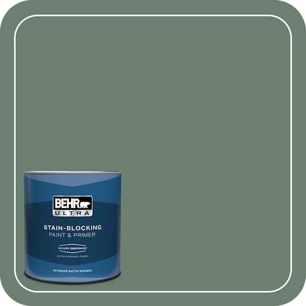 BEHR ULTRA 1 qt. #460F-5 Island Palm Extra Durable Satin Enamel Interior Paint & Primer