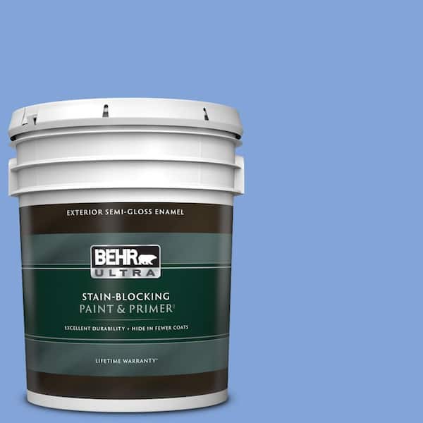 BEHR ULTRA 5 gal. #P530-4 Periwinkle Semi-Gloss Enamel Exterior Paint & Primer
