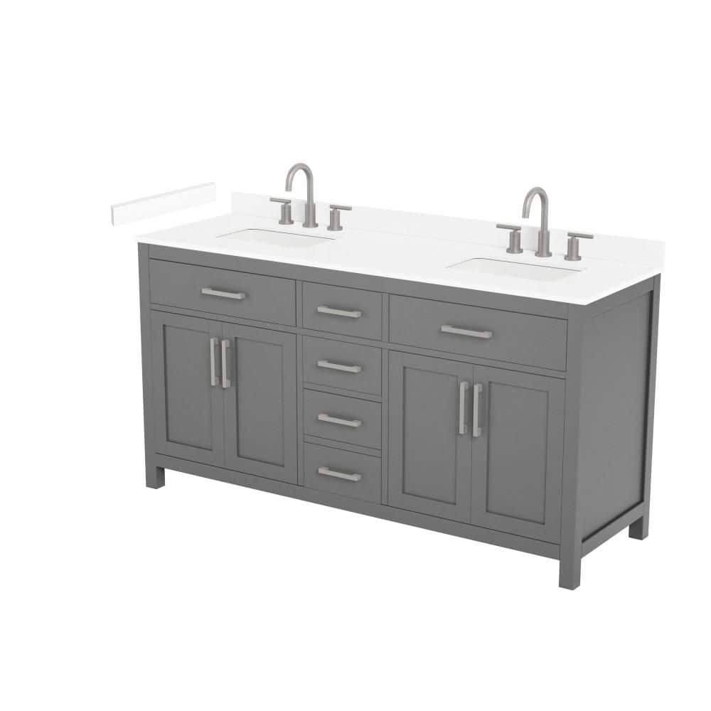 Beckett 66 in. Double Freestanding Dark Gray Bath Vanity with Top price history on PriceWatchPro