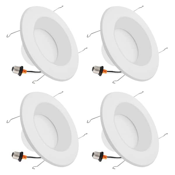 Maxxima 5 in. and 6 in. Housing Required New Construction, 4000K Neutral White Integrated LED Recessed Light Kit (4-Pack)