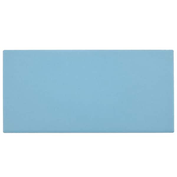 Piscina Brick Matte Blue 4-3/4 in. x 9-5/8 in. Porcelain Floor and Wall Take Home Tile Sample
