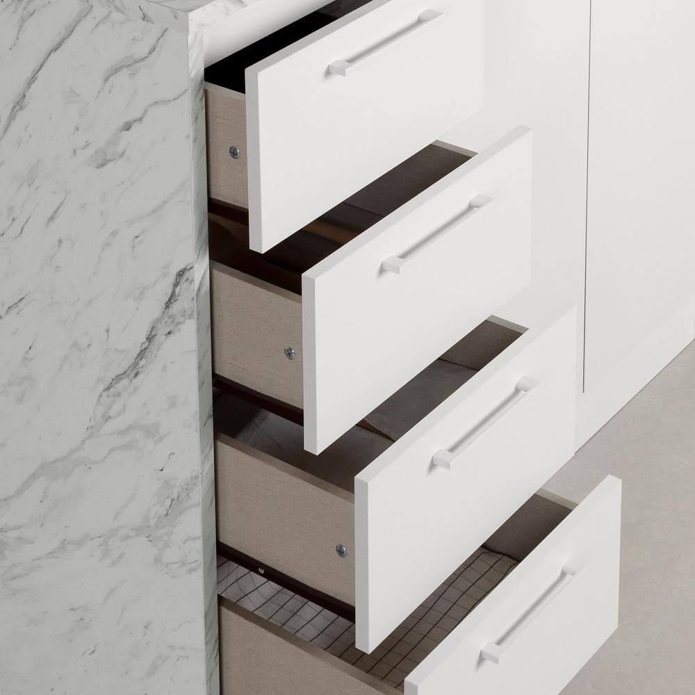 Myro Kitchen Island, Faux Black Stone and White - thumbnail 9