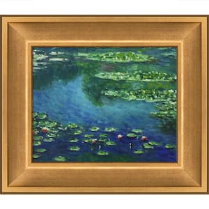 Water Lilies by Claude Monet Muted Gold Glow Framed Abstract Oil Painting Art Print 12 in. x 14 in.