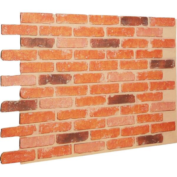 Ekena Millwork 7/8 in. x 46-5/8 in. x 33-3/4 in. Victorian Brick Urethane Old Chicago Brick Wall Panel