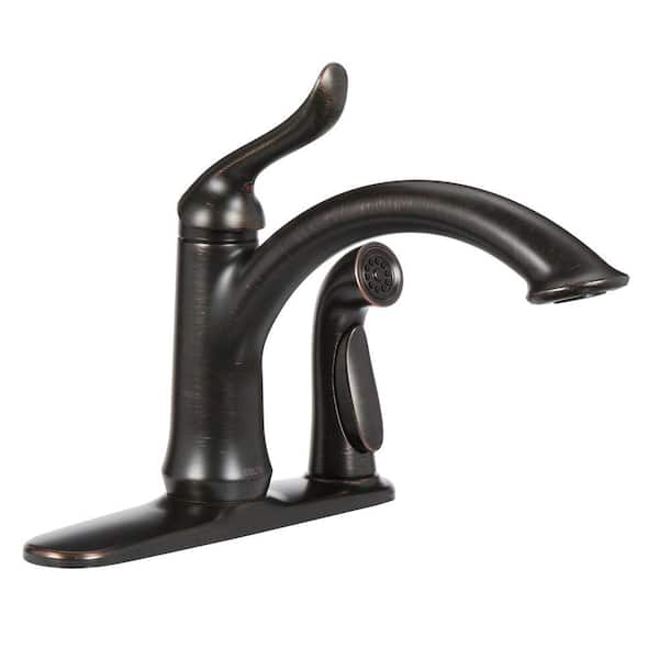 Delta Linden Single-Handle Standard Kitchen Faucet with Side Sprayer in Venetian Bronze