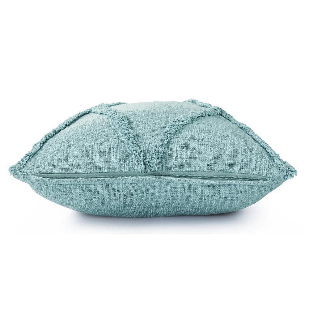 Blue Tufted Cotton Square Throw Pillow Set