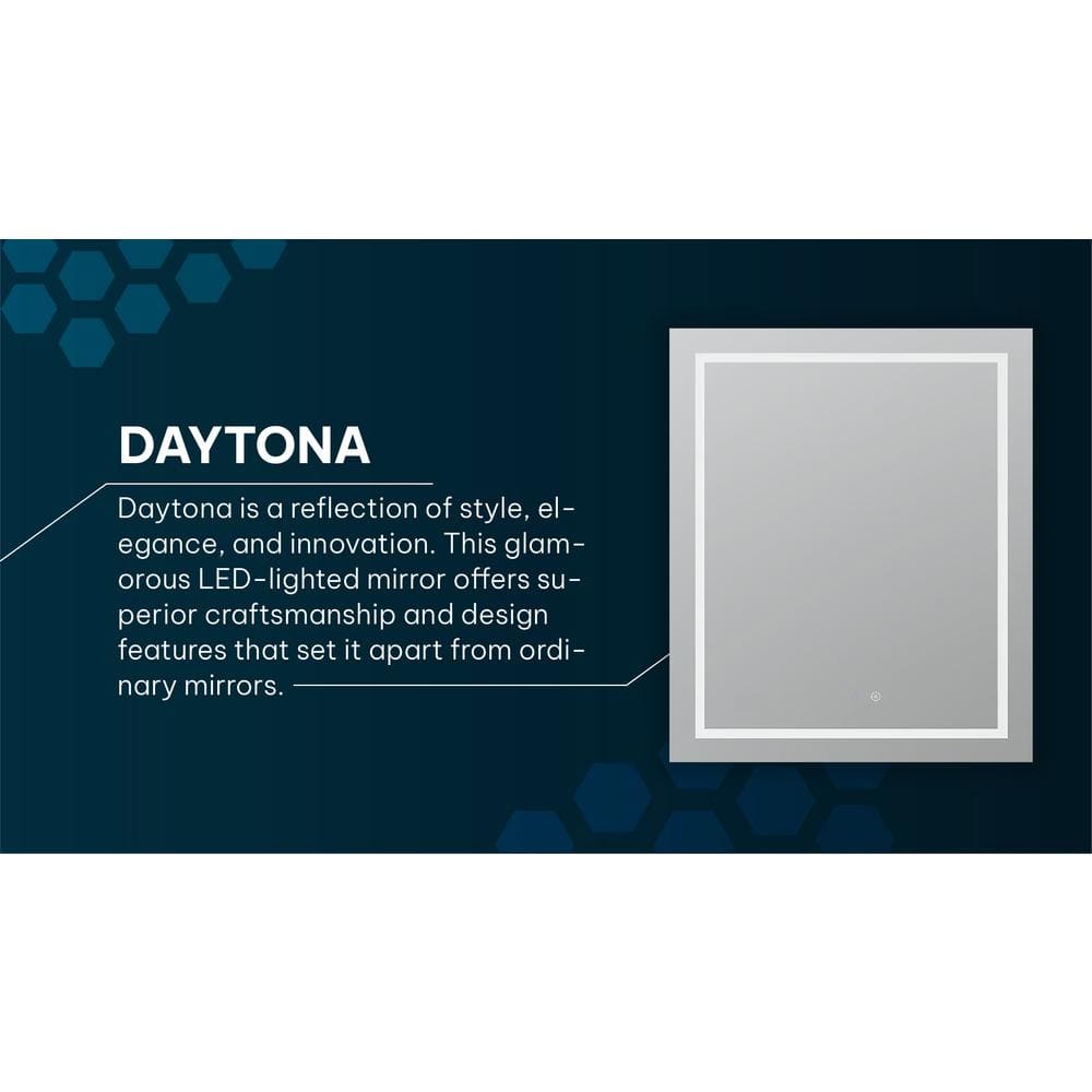 Daytona Elegance 30x40 Silver LED Bathroom Vanity Mirror with Anti-Fog and Dimmable Light