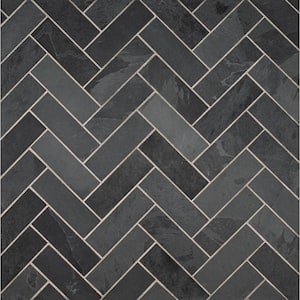 Montauk Blue 4 in. x 12 in. Gauged Slate Floor and Blue Subway Tile (4.95 sq. ft./Case)