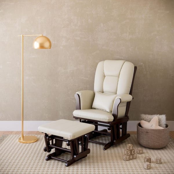 Tuscany Espresso with Beige Cushion Glider and Ottoman Set