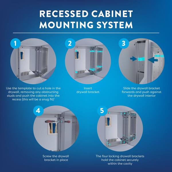 Croydex 15-in x 25-in Surface/Recessed Mount Silver Mirrored Soft Close Medicine Cabinet