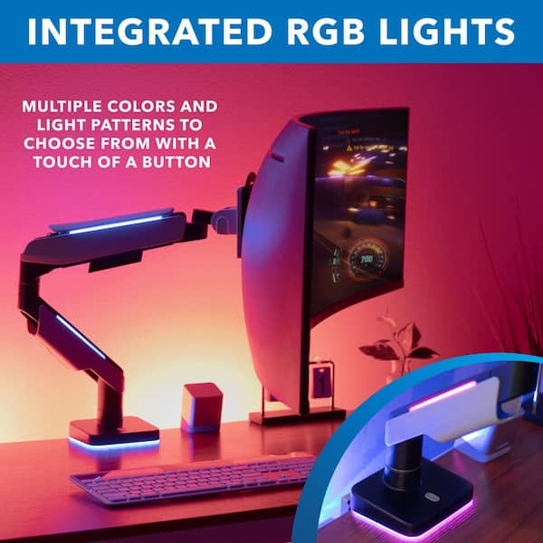 RGB Lighting Gaming Monitor Arm with Built-in Control Button Supplier and  Manufacturer- LUMI