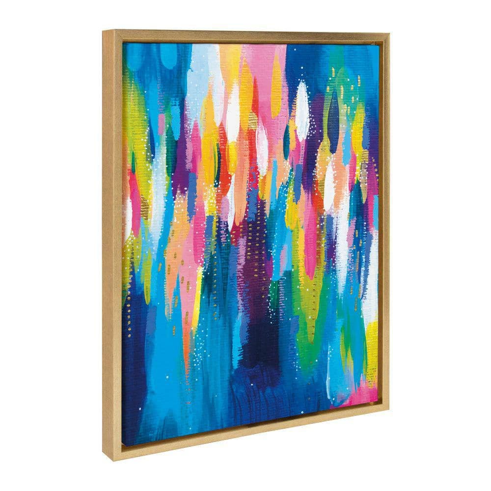 Gold Framed Abstract Colorful Canvas Wall Art, 18x24