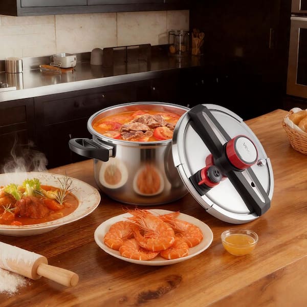 10 qt. Pressure Cooker Stainless Steel Tempered Glass Lid, 3 Pressures Settings, Pressures Canner with Steaming Rack
