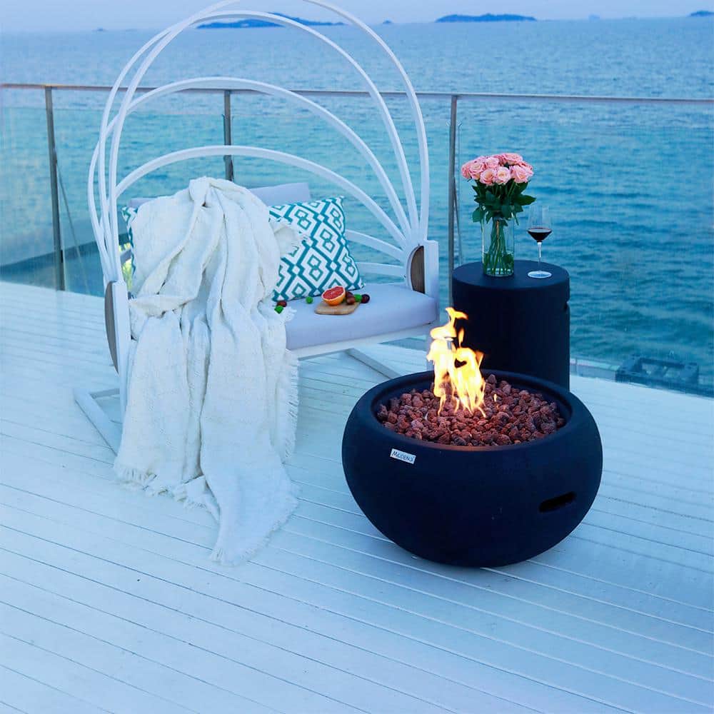 Modeno 27" Black Gas Fire Pit Table with Cover