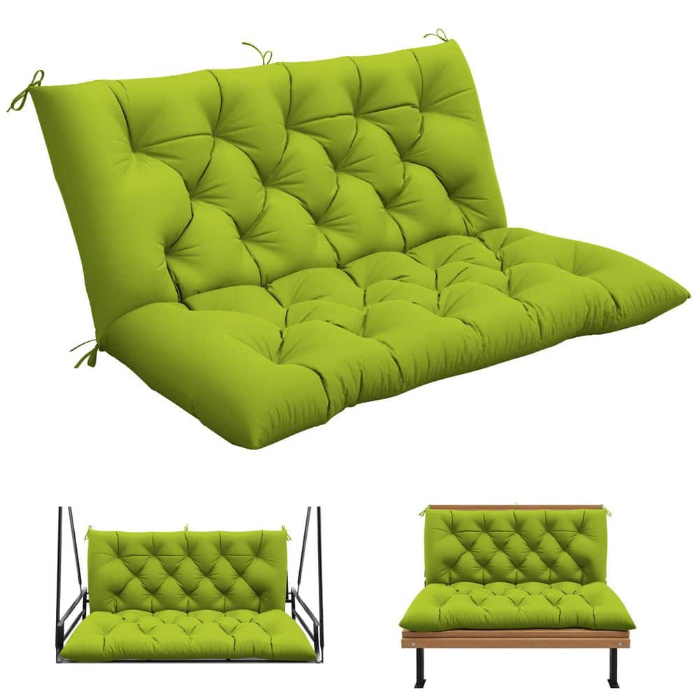 47 x 40 in. Outdoor Waterproof Porch Swing Cushion 2-Seater Replacement with Backrest for Patio Furniture Grass
