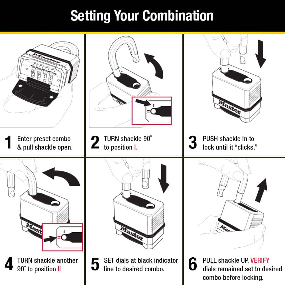 Heavy Duty Outdoor Combination Lock, Resettable, 1-1/2 in. Shackle - Picture 5 of 6