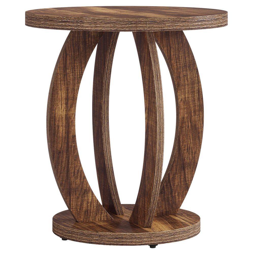 "19.69"" in. Walnut Round Wood End Table Side Table for Living Room, Bedroom" price history on PriceWatchPro