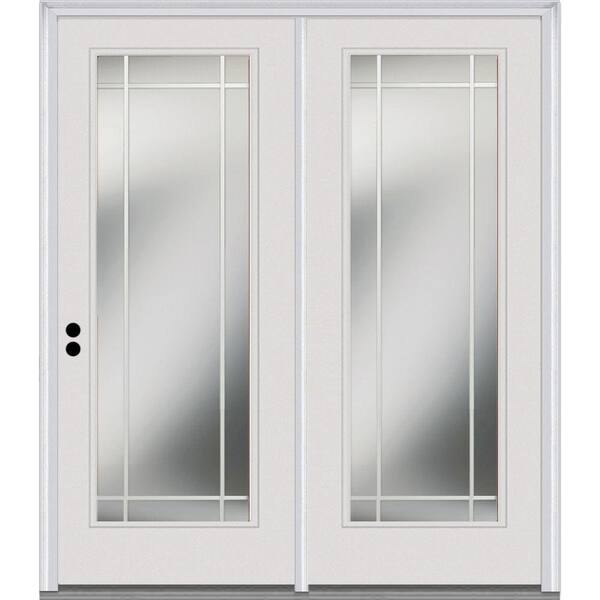 MMI Door 71 in. x 81.75 in. Grills Between Glass Fiberglass Smooth Prehung Right-Hand Inswing Full Lite Stationary Patio Door