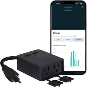Outdoor 2.4GHz WiFi Smart Plug Dual Outlets Energy Monitoring with Alexa, Google Assistant and IFTTT Compatible, Black