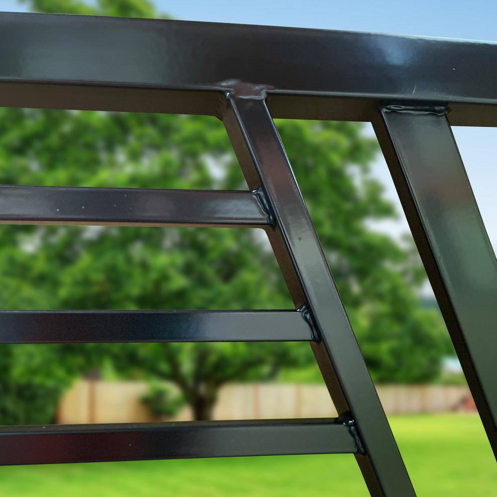 Kyiv Style 14 x 6 ft Black Steel Dual Swing Driveway Gate with Opener