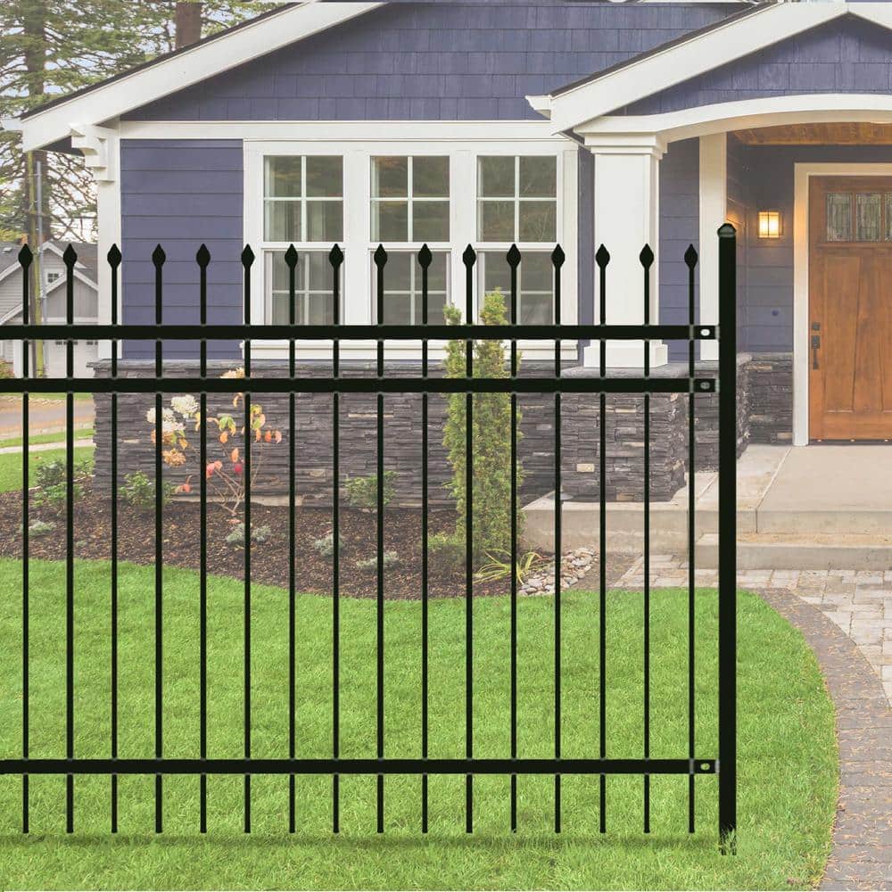 Rome Style Black Steel Garden Fence 8 x 4 ft