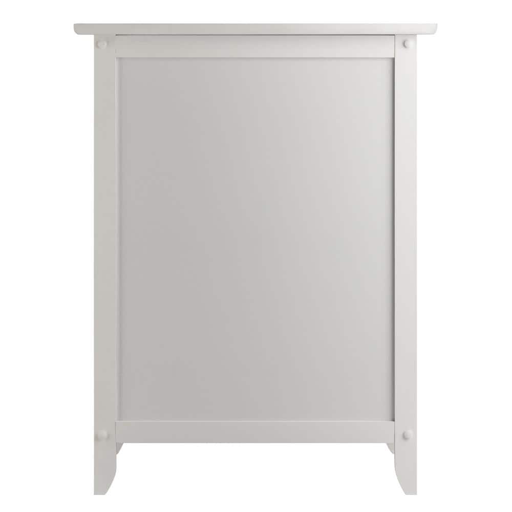 Eugene Transitional White Wood Nightstand with Drawer and Cabinet
