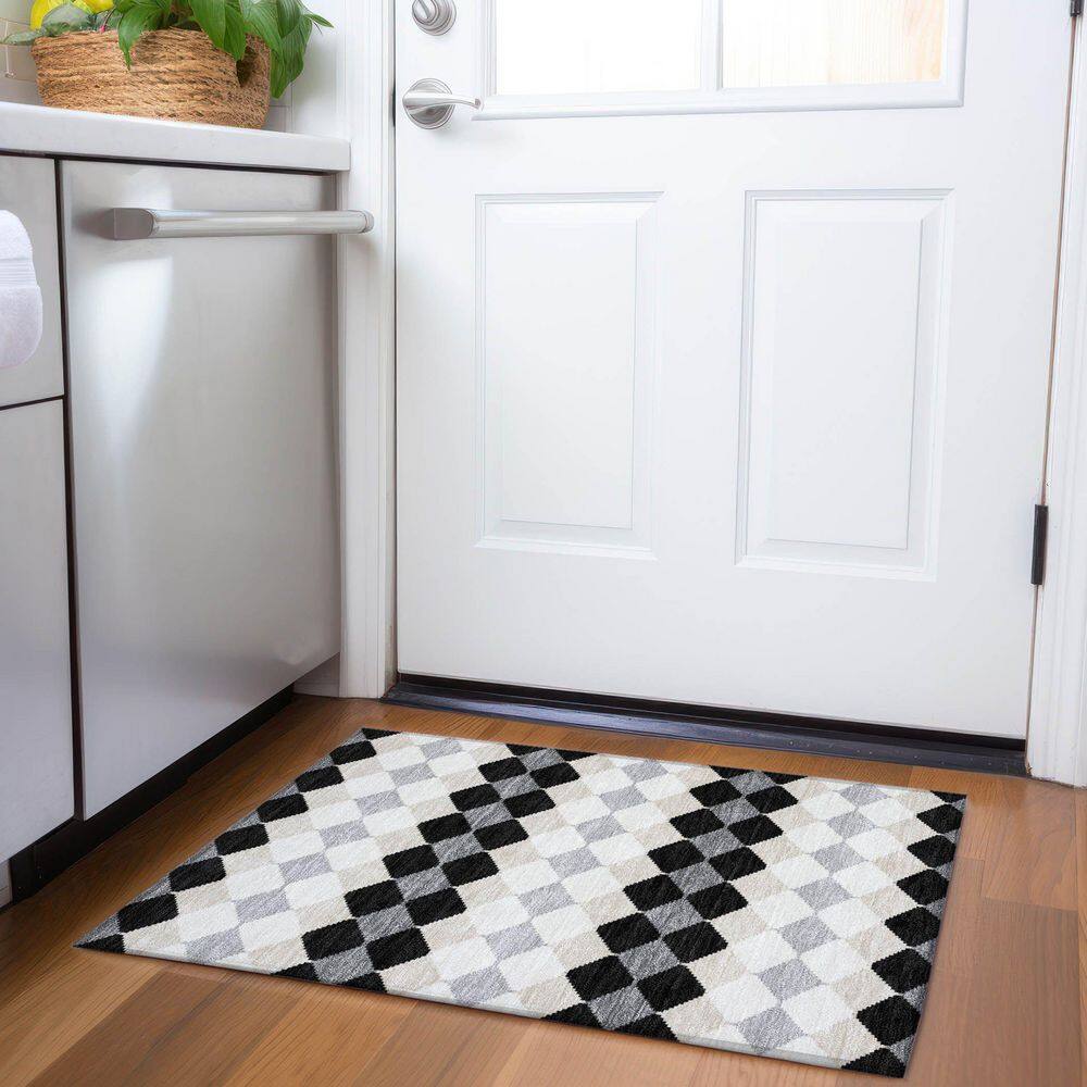 Mayfield Premium Machine Washable Abstract AMF1007 Black 2 ft. x 3 ft. Area Rug price history on PriceWatchPro