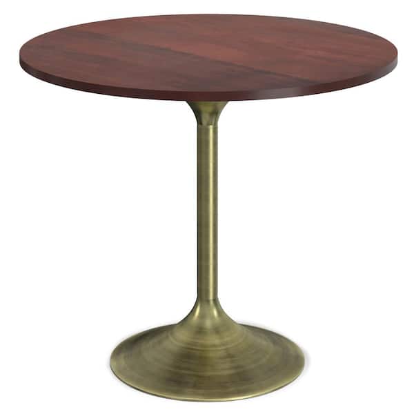 Simpli Home Radford Solid Mango Wood and Metal 36 inch x 36 inch Round Contemporary Dining Table in Walnut