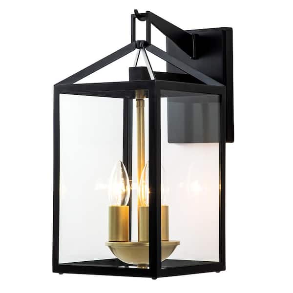 EDISLIVE Tuscany 3-Light Black and Gold Outdoor Wall Sconce with Clear Glass