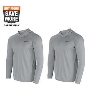 Men's Small Gray WORKSKIN Hooded Sun Shirt (2-Pack)