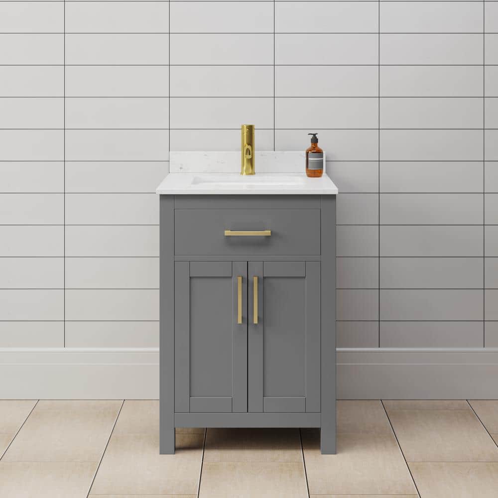 Beckett 24 in. W x 22 in. D x 35 in . H Single Bath Vanity in Dark Gray with Carrara Cultured Marble Top price history on PriceWatchPro