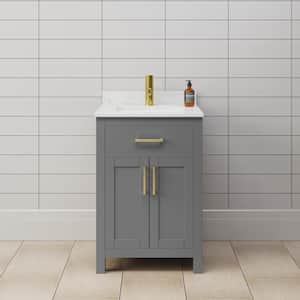 Beckett 24 in. W x 22 in. D x 35 in . H Single Bath Vanity in Dark Gray with Carrara Cultured Marble Top