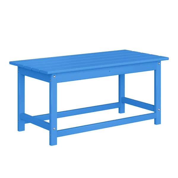 Mason Pacific Blue Poly Plastic Fade Resistant Outdoor Patio Rectangle Adirondack Coffee Table