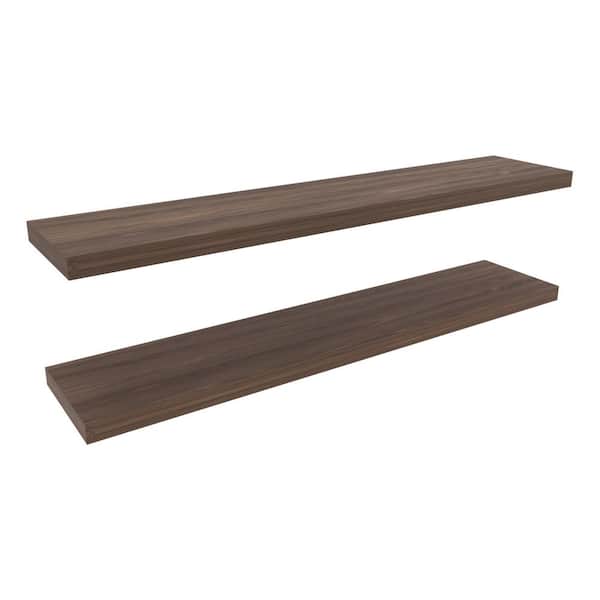 Unbranded 47 in. W x 10 in. D Walnut Wall Mounted Floating Shelves Decorative Wall Shelf (2-Pack)