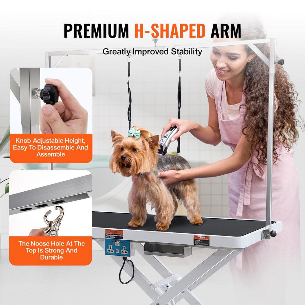 White Adjustable Stainless Steel Electric Pet Grooming Table