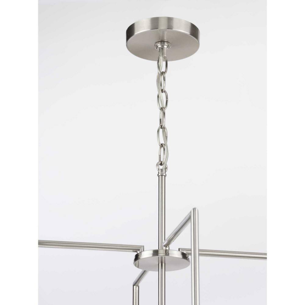 Brushed Nickel 4-Light Foyer Pendant with Etched Glass Shades