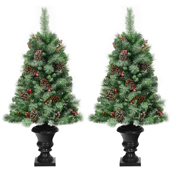 Costway 4 ft. Unlit Slim Fraser Fir Artificial Christmas Tree with 187